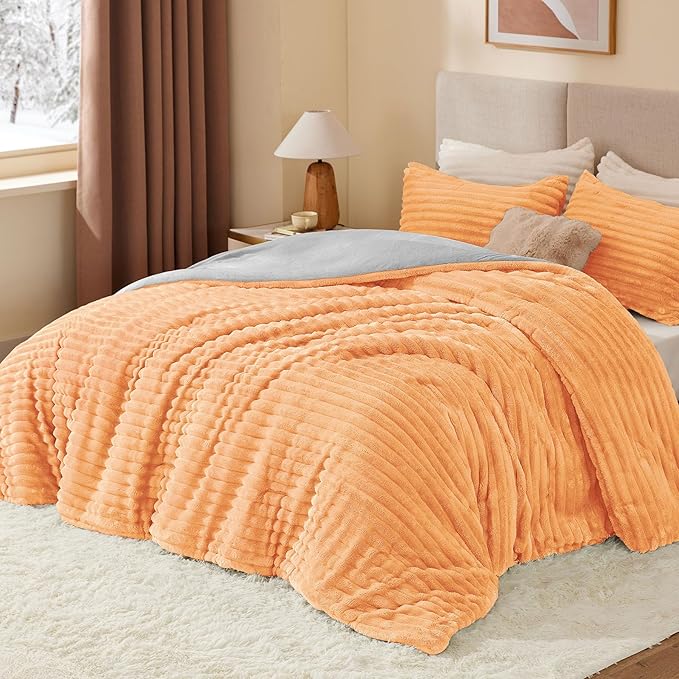 BEDELITE Fleece King Comforter Set -Super Soft & Warm Fluffy Coral Bedding - Image 2