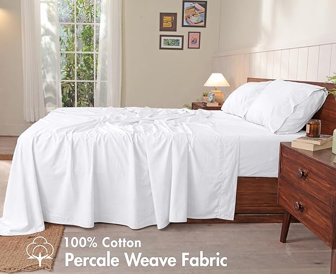 RUVANTI 100% Cotton Sheets – King Size Percale Bedding, Cooling & Breathable - Image 2