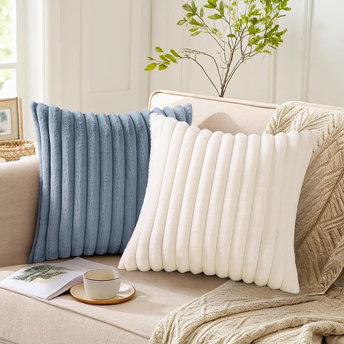 Pallene Faux Fur Plush Throw Pillow Covers 20x20 Set of 2, Luxury Soft Fluffy - Image 4