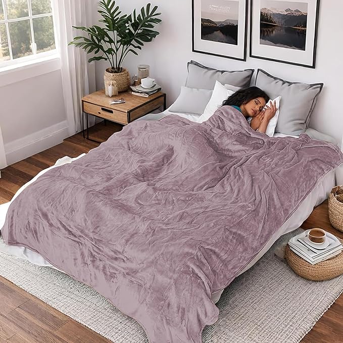 Heated Blanket Electric Blanket Throw Size 50''x60'', 6 Heating Levels 3 Hrs by Minervada