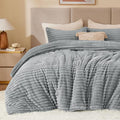 BEDELITE Fleece King Comforter Set -Super Soft & Warm Fluffy Light Grey Bedding by BEDELITE