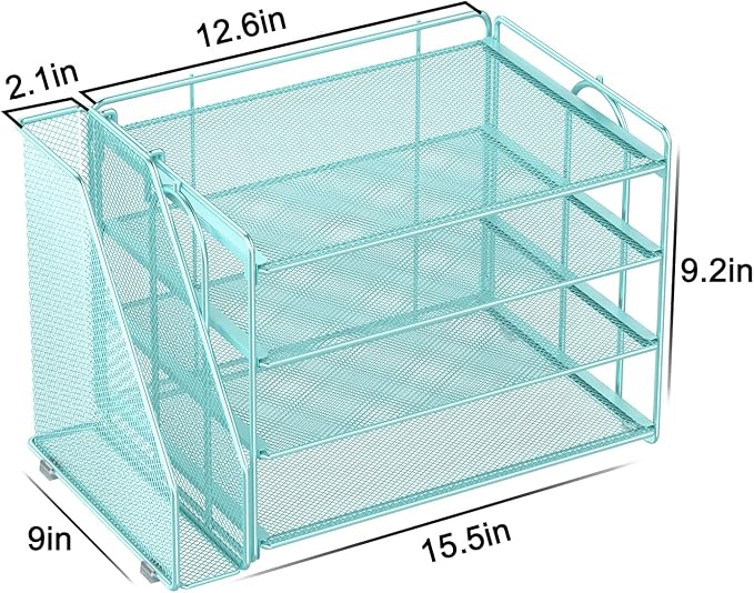 Spacrea Desk Organizers and Accessories, Paper Organizer for Desk with File Organizer, Desk Accessories & Workspace Organizers for Office Supplies (Blue)-DeskoryOffice