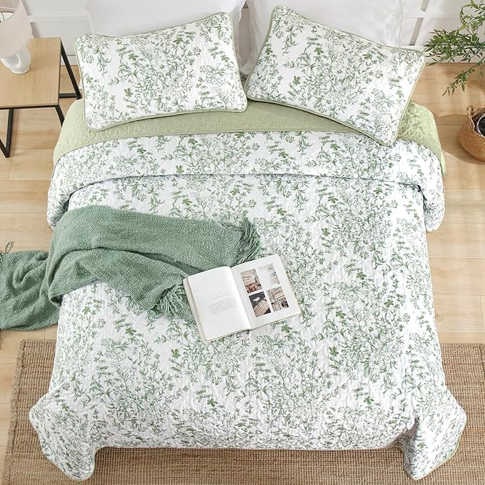 WONGS BEDDING Quilt King Size, Sage Green Quilt Bedding Set - Image 8
