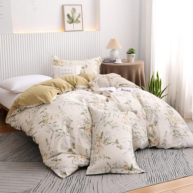 OAITE Duvet Cover Set Queen Size Floral Pattern 600 Thread Count Ultra Soft - Image 2
