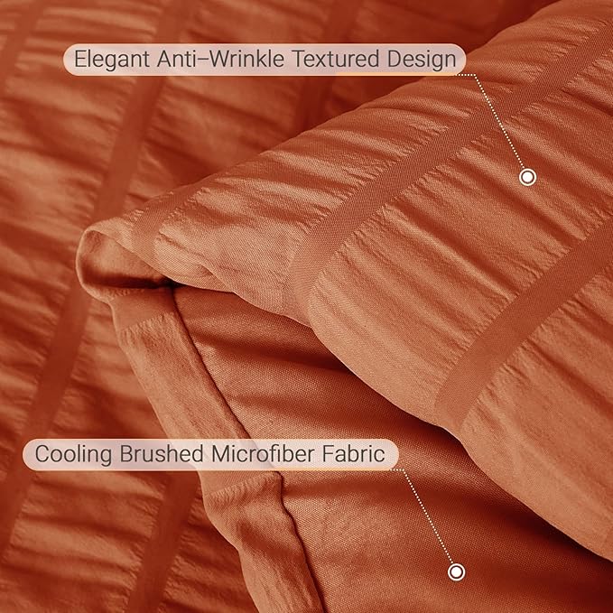 MUXHOMO 7 Pieces California King Comforter Set, Seersucker Bed in a Bag Cal - Image 6