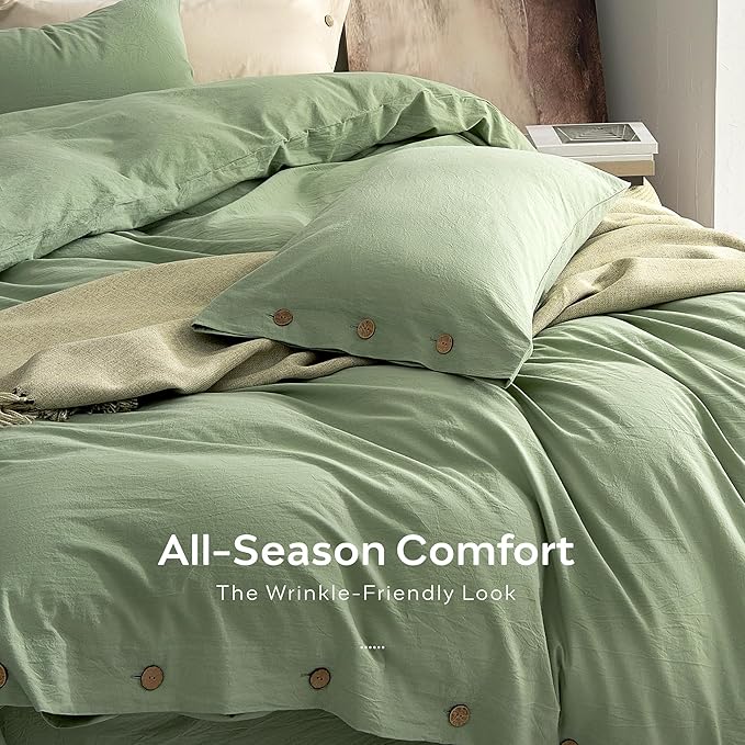 JELLYMONI 100% Washed Cotton Duvet Cover Queen – Soft, Breathable Linen-Look - Image 5