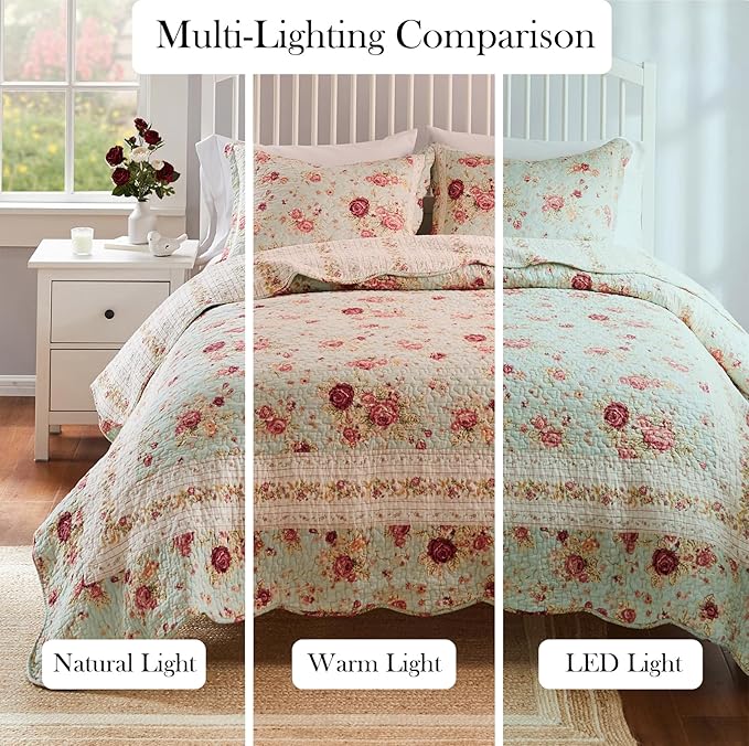 Greenland Home Antique Rose 100% Cotton Heirloom-Quality Quilt Set, 2-Piece - Image 4