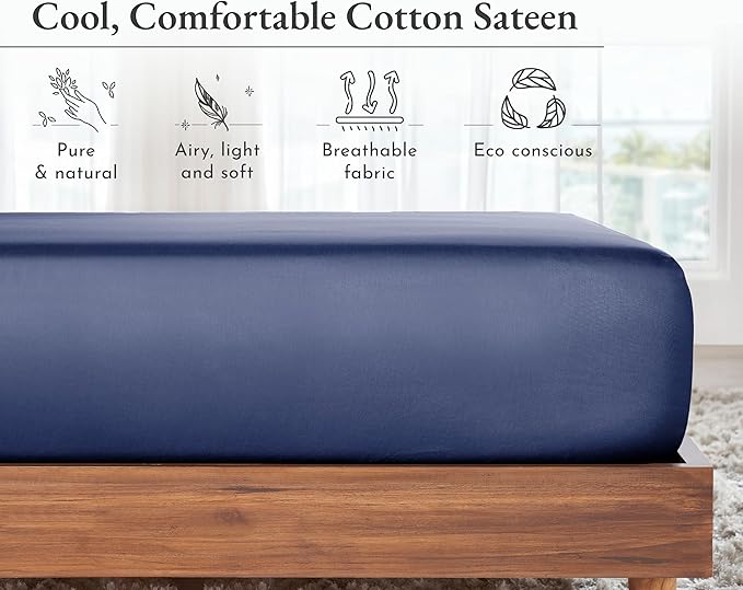 California Design Den 100% Cotton Mattress Fitted Sheet Only, No Pop-Off Elastic - Image 6