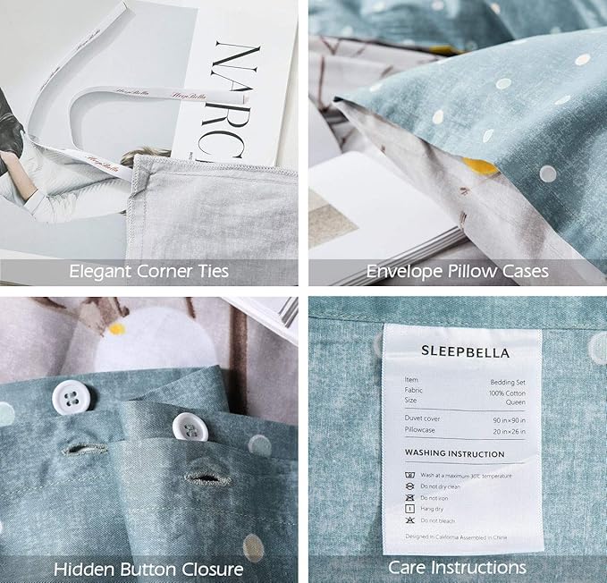 SLEEPBELLA Duvet Cover King, 600 Thread Count Cotton Grey Branch - Image 7