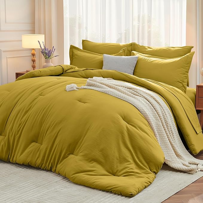 MUXHOMO 7 Pieces Queen Comforter Set, Soft Bed in a Bag Queen Size, All Season by MUXHOMO