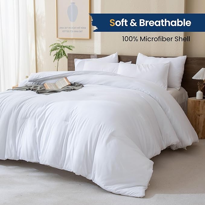Paxrac White Comforter Twin/Twin XL Size, 2 Pieces Extra Long Comforter Set - Image 2