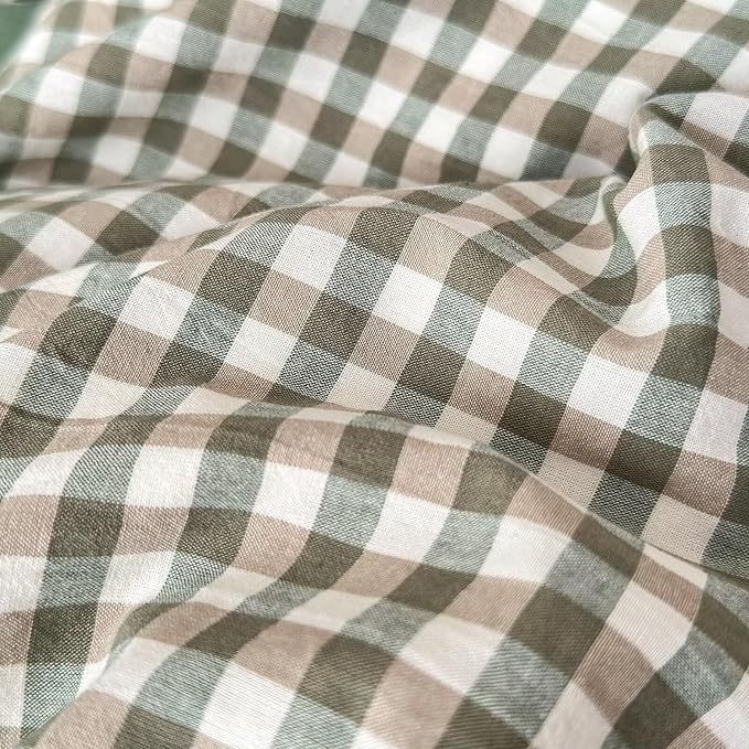 MKXI Sage Green Gingham Duvet Cover Twin XL, 3-Piece Ruffled Bedding Set - Image 6