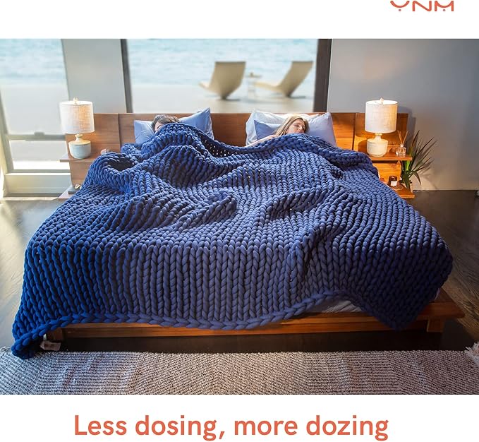 YnM Velvet Weighted Blanket, Handmade Chunky Knitted Design, Soft and Cozy - Image 7