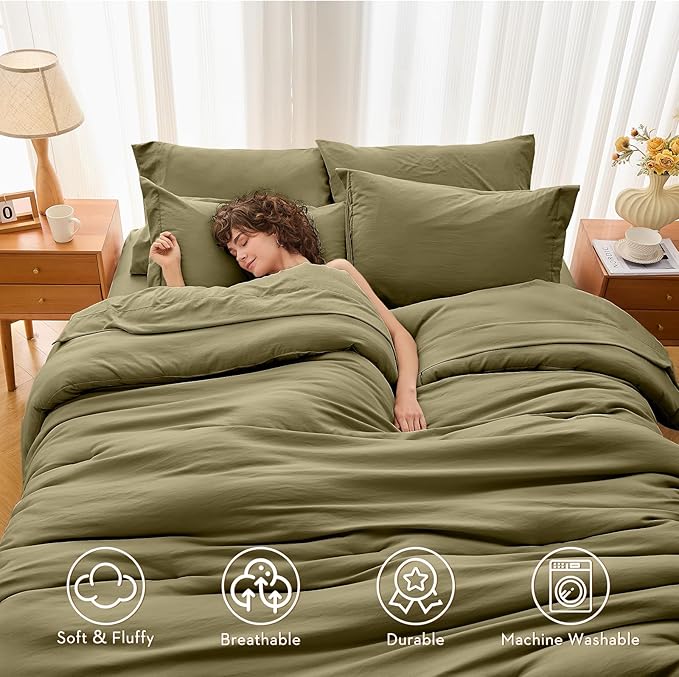 MUXHOMO 7 Pieces Queen Comforter Set, Soft Bed in a Bag Queen Size, All Season - Image 2