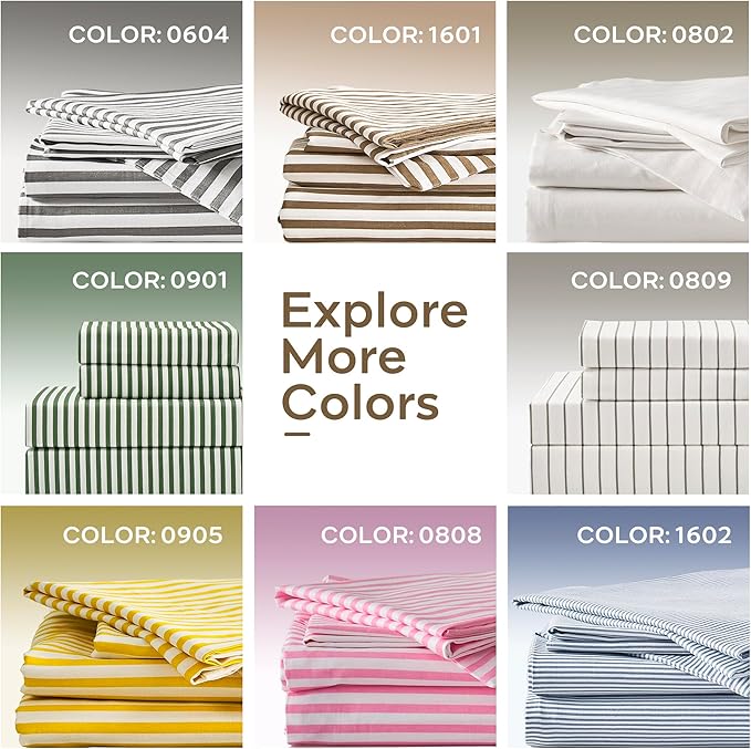 JELLYMONI 100% Natural Cotton 3pcs Striped Duvet Cover Sets, - Image 7