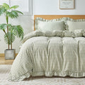 Gingham Duvet Cover King Size, 3 Pieces Soft Breathable Microfiber Plaid by Kisswish
