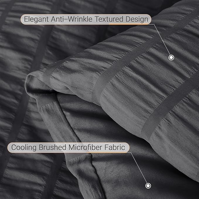 MUXHOMO 7 Pieces King Comforter Set, Seersucker Bed in a Bag King Size - Image 6