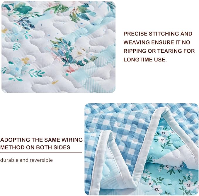 Joyreap 3 Pieces Floral Patchwork Quilt Set California King, 102x114 inches- - Image 5