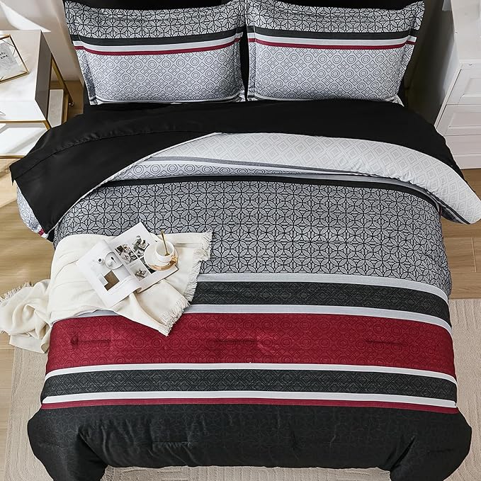 WONGS BEDDING 7 Pieces Comforter Set King Size - Image 3