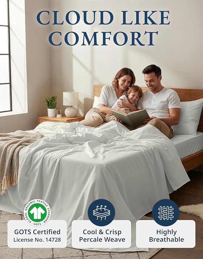 LANE LINEN 100% Organic Cotton California King Sheets Set, 4-Piece Pure Organic - Image 2