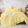 JOLLYVOGUE Twin Size Comforter Set, 2 Pieces Light Yellow Seersucker by JOLLYVOGUE