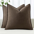 MIULEE Decorative Linen Euro Sham Pillow Covers 26x26 Dark Coffee Chocolate by MIULEE