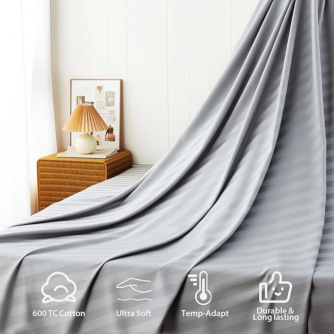 Cotton Flat Sheets Only, 600 TC 100% Cotton Flat Sheet Top Sheet Only, Full - Image 4