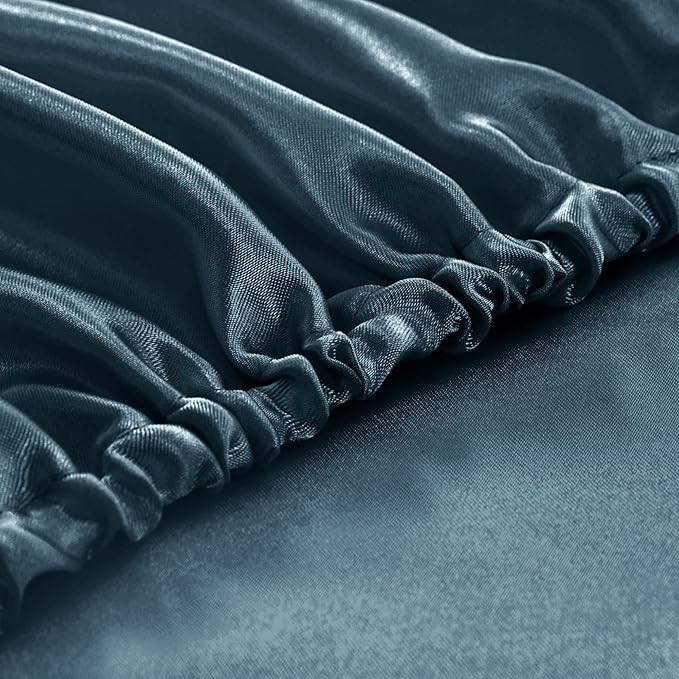Homiest Deep Sea Blue Satin Fitted Sheet King Size, Deep Pocket, Luxury & Ultra - Image 5