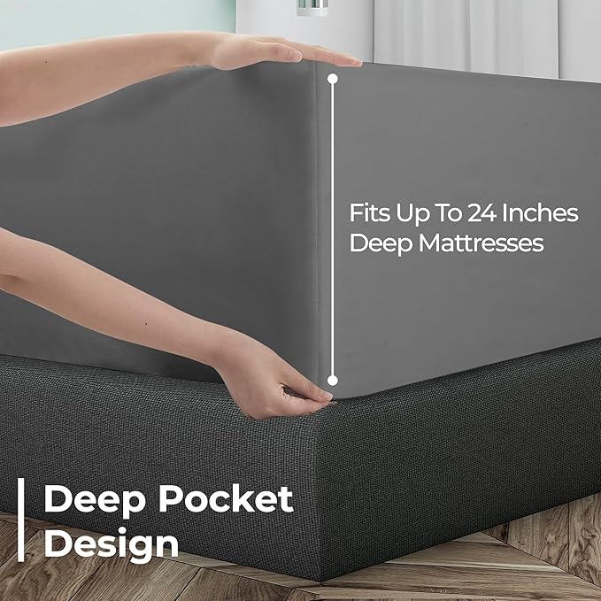 Royale Linens Extra Deep Pocket Full Fitted Sheet Only - Image 4