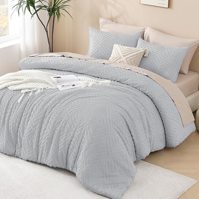 Andency Light Grey Comforter Full Size, 3 Pieces Boho Lightweight Fluffy - Image 6