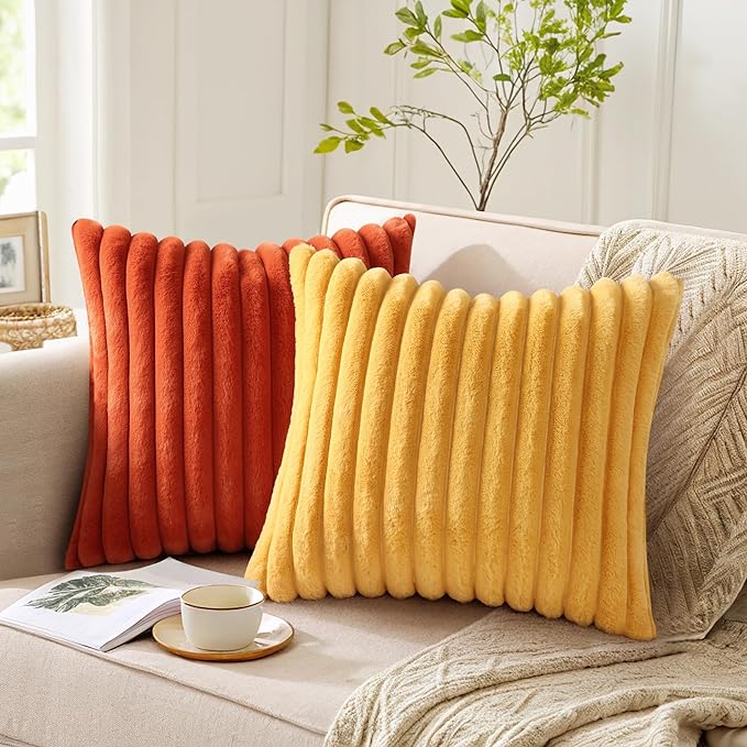 Pallene Faux Fur Plush Throw Pillow Covers 24x24 Set of 2, Luxury Soft Fluffy - Image 5