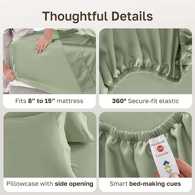 California Design Den Natural 100% Cotton Bed Sheets Twin Size Set - Image 5