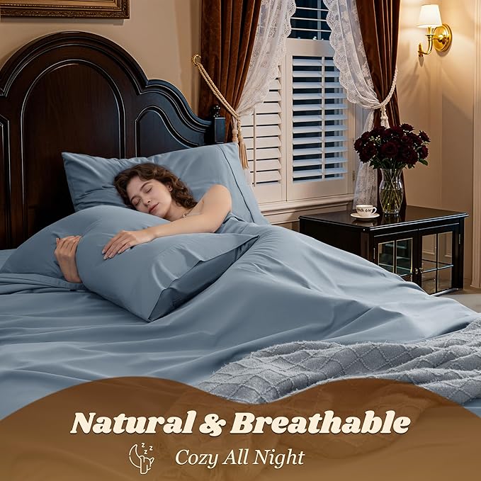LBRO2M 1000 Thread Count 100% Egyptian Cotton Sheets Set Full Size, 4 Piece - Image 5