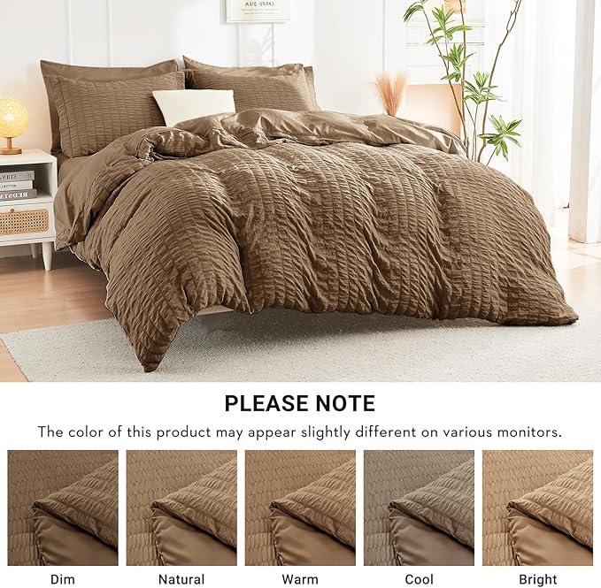 HYMOKEGE Brown Twin XL Comforter Set Seersucker 5 Pieces, All Season Luxury Bed - Image 6