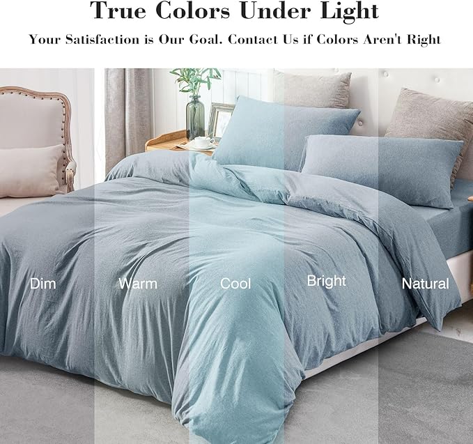 PURE ERA Jersey Knit Duvet Cover Set 100% T-Shirt Cotton Super Soft Comfy 3pc - Image 6