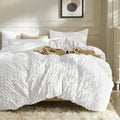 JELLYMONI Bright White Duvet Cover King Size, Soft Breathable Seersucker Duvet by JELLYMONI