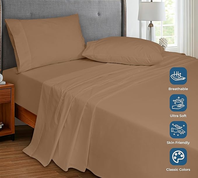 Royale Linens 100% Organic Cotton Twin XL Flat Sheet Only - Image 4