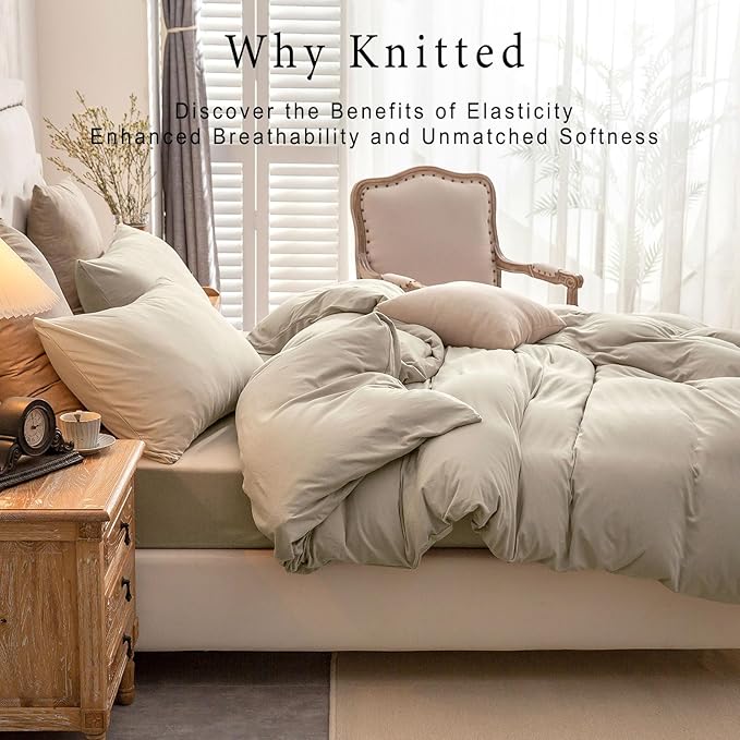 PURE ERA Jersey Knit Duvet Cover Set 100% T-Shirt Cotton Super Soft Comfy 2pc - Image 4