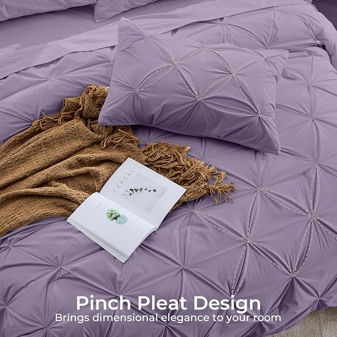 Sasttie Full Size Comforter Set, 7-Piece Bed in a Bag, Pintuck Bedding Set - Image 4