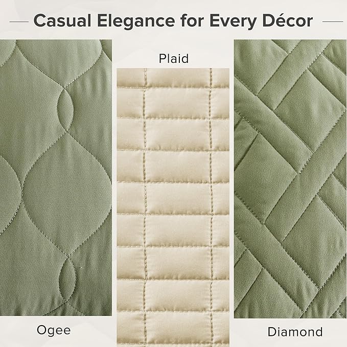 Comfort Spaces Queen Quilt Set Modern Reversible Diamond Coverlet Queen Bedding - Image 5