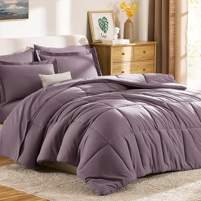 CozyLux King Size Comforter Set Dusty Purple - Image 9