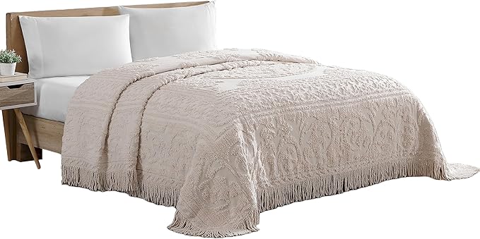 Beatrice Home Fashions Medallion Chenille Bedspread, Full, Blush