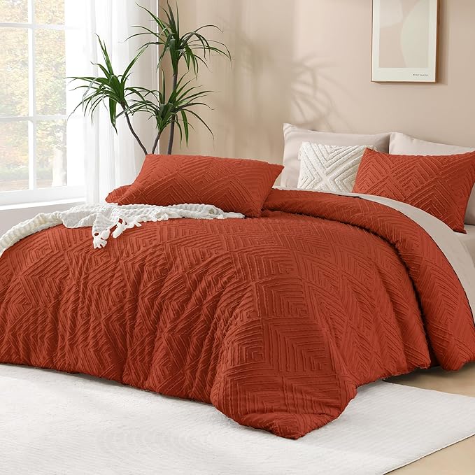 Andency Comforter King Size Set Burnt Orange, Terracotta Boho Fall Lightweight by Andency