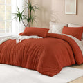 Andency Burnt Orange Oversized King Comforter 128''x120'', 3 Pieces Terracotta by Andency
