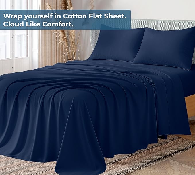 Royale Linens 100% Organic Cotton Twin XL Flat Sheet Only - Image 2