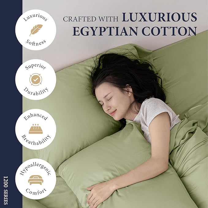 100% Egyptian Cotton King Size Sheets Set - Image 2