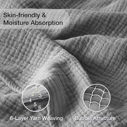 100% Cotton Muslin Blanket California King 120" x 90", 6 Layers Breathable and - Image 2
