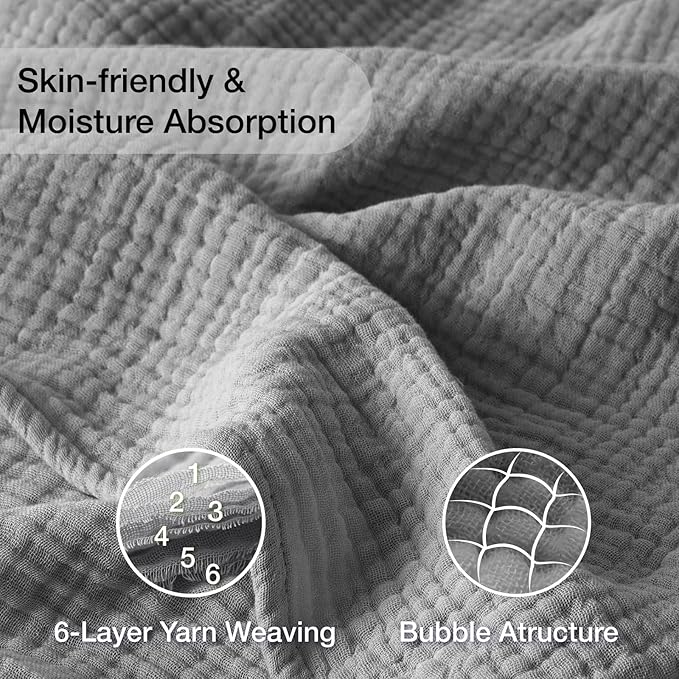 100% Cotton Muslin Blanket 50" x 60", Breathable and Lightweight Cotton Throw - Image 4