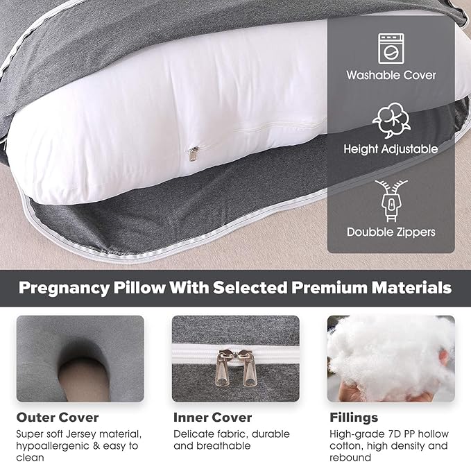 BATTOP Pregnancy Pillow for Sleeping, Full Body Pillow for Pregnancy Women - Image 5