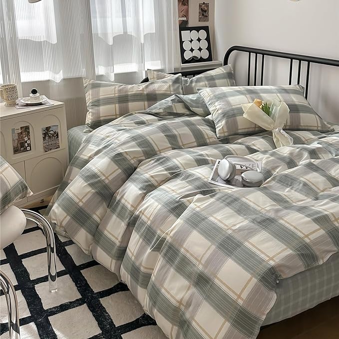mixinni Full Size Buffalo Plaid Duvet Cover Set by mixinni